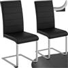 tectake® Set di 2 Sedie Sala da Pranzo, Schienale Ergonomico, Poltroncine in Similpelle Resistente, Sedie Sala da Pranzo Moderne Ideali per Cucina, Soggiorno e Camera da Letto - Nero