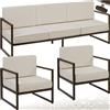 tectake® Set Lounge da Giardino Comosa, 5 Persone, Divano e 2 Poltrone, Imbottitura XXL, Cuscini Spessi, Acciaio Verniciato, Rivestimenti Idrorepellenti, Piedini Regolabili
