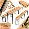 tectake® Set 3 Pezzi da Birreria, Tavolo e Panche da Esterno Pieghevoli, Struttura in Acciaio, Dimensioni Tavolo 220x50,5x77,5 cm, Panche 220x25x47,5 cm - Set da Birra Pieghevole al Centro