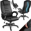 tectake® Sedia Ufficio, Imbottitura 12 cm, Sedia scrivania con Poggiatesta e Braccioli, Base con Rotelle, Sedia ergonomica con altezza regolabile, Inclinazione Continua, Poltrona Ufficio - Nero