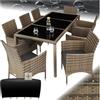 tectake® Set di Mobili Giardino, Set Sedie, 8 Sedie, 1 Tavolo, Cuscini Morbidi, Terrazza Esterni, Coperchio di Protezione, Arredo Giardino, Poli Rattan Arredamento - Naturale/Grigio Scuro
