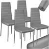 tectake® Set 4 Sedie Sala da Pranzo in Pelle Sintetica, Sedie da Cucina Eleganti e Comode, Sedie Sala da Pranzo Moderne Stabili e Robuste, Sedie da Pranzo Versatili - Grigio