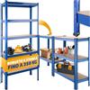 tectake® Scaffale in Metallo a 5 Ripiani, Scaffale Salvaspazio, Scaffale Metallo Garage Regolabile, Trasformabile, Ideale per Magazzino, Ripostiglio, Ufficio, Capacità di Carico 350 kg - Blu