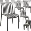 tectake®, Set da 4 sedie da giardino impilabili, sedia giardino esterno in plastica, sedie da esterno, terrazzo, sedie polipropilene, poltrone moderne, cucina, senza braccioli, mobili - Antracite