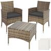 tectake® Set da Giardino in Rattan Lucerna, Robusto Telaio in Acciaio, Set Sedie da Esterno, Tavolino Salotto con Piano in Vetro, Comodi Cuscini, Design Moderno - Naturale