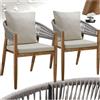 tectake® Set di 2 Sedie da Giardino, Poltrona Design a Corda, Sedia Struttura in Acacia, Cuscini Spessi e Super Morbidi, Rivestimenti Idrorepellenti e Lavabili, Piedini Regolabili in Altezza - Greige