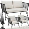 tectake® Set Lounge da Giardino, Polyrattan Resistente, Divano da Giardino e 2 Poltrone Design Elegante, Cuscini Extra Spessi, Ideale per Salotto da Esterno, Arredo Giardino Moderno - Antracite