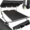 tectake® Lettino Prendisole Doppio con 2 Cuscini da Esterno, Robusto Telaio in Metallo, Comode Rotelle, Tenda da Sole Pieghevole, Resistente agli Agenti Atmosferici - Nero/Nero