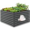 tectake® Aiuola Rialzata Zincata, 100x100x62 cm, 600L, Fioriera da Esterno, Letto per Giardino Fondo Aperto, Orto Rialzato da Esterno, Per Giardinaggio, Erbe, Ortaggi Frutta, Fiori, Guanti Inc- Grigio