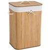tectake® Cesto Portabiancheria, Sacco Rimovibile Lavabile, Porta Panni Sporchi Salvaspazio, Cestino Bagno, Cesto Biancheria Sporca, Grande Capienza, Design Pratico, Bambù - 72 L - Beige