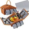 tectake®, cestino picnic 4 persone, cesto picnic vimini, coperta impermeabile, scomparto refrigerante, set picnic 23 pezzi, cestino termico picnic, camping accessori, camper, cesto picnic - Usedom