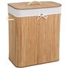 tectake® Cesto Portabiancheria, Sacco Rimovibile Lavabile, Porta Panni Sporchi Salvaspazio, Cestino Bagno, Cesto Biancheria Sporca, Grande Capienza, Design Pratico, Bambù - 100 L - Marrone