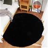 Ghouse Faux Tappetto di Pelle di Pecora Tappeto a Pelo Corto Lavabile Fluffy Uni Effetto Pelliccia Antiscivolo Facile da Pulire, Dimensione: Tondo 180 cm, Colore: Nero