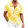 LAOARA Camicia Hawaiana Uomo Maniche Corte Estiva Fiori Floreale con Bottoni Leggero Slim Fit Shirt Blu L