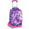 SJ GANG STYLE JAM GANG Trolley Jack 8 ruote PIXIE UNICORN, Viola, 34L, Scomponibile, Crossover System, 3 in 1, Spallacci a scomparsa, Tasca portaborraccia, Tasca frontale, Scuola elementare, Bambina