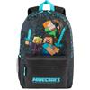 Get Trend Minecraft Zaino Scuola Ragazzo, Borsa Zaino Grafica Pixel Spallacci Regolabili Imbottiti Tasca a Rete Ideale per Scuola (Blu/Nero Minecraft)