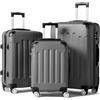 LEADZM Valigie Set 3 Pezzi, Set Valigie Rigide con Rinforzi Angolari, Luggage Suitcase Grande 23 kg in ABS (Grigio scuro)