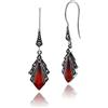 Gemondo 925 Sterling Silver 1ct Corniola & Marcasite Art Deco Orecchini A Goccia