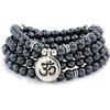 oasymala Ciondolo con simbolo yoga 108 Bracciale o collana da meditazione con perline di Mala per uomo o donna (Ematite (Hematite))