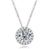 aomoso Collana da donna Moissanite, cluster rotondo, con certificato, in argento Sterling 925, colore D, qualità VVS1, aggraffatura delicata, lunghezza catena 45 cm, adatta per: festa/viaggio/matrimonio