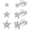 CERSLIMO Orecchini a perno in argento per donne e ragazze, piccoli orecchini a perno a forma di fiore, in argento Sterling 925, ipoallergenici, con zirconia cubica, per cartilagine elica, 3 mm/4 mm/5 mm