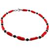 gioiellitaly Bracciale argento 925 uomo donna unisex con corallo rosso naturale onice nero e argento 925 gioiello artigianale unico made in italy