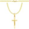 AMAR PRAGNA, collana in oro 925/585 con croce per donna/uomo, intrecciata originale, larghezza 3,8 mm, collana in oro, collana con croce in oro 585, 50 cm, Argento