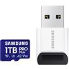 Samsung Scheda di memoria MicroSDXC, PRO Plus MB-MD1T0SB/WW, 1 TB, velocità di lettura fino a 180 MB/s, inclusa con unità USB