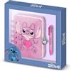 Disney Lilo e Stitch Angel Heart-Confezione con Diario Plush + Penna 6 Colori, Rosa