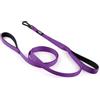 Snootiful Hound Guinzaglio per cani con doppio manico sicuro con moschettone di bloccaggio, guinzaglio imbottito con due manici, 180 cm, maniglia per il traffico, colori assortiti (viola)