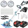 SUAIIOLK Decespugliatore a Batteria, Tagliabordi a Batteria con 2 Batterie e 3 Tipi lame, 21V Decespugliatore Elettrico,Tagliaerba Elettrico a Batteria, Telescopico, per Giardino Potatura, Grigio