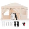 Devoko Gazebo 3x3 Pieghevole Impermeabile UPF50+, 3 Altezze Regolabili, 4 Pareti Rimuovibili, Gazebo da Giardino per 8-10 Persone, Pop-up Gazebo Esterno Resistente con Borsa da Trasporto, Beige