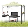 ACXIN Gazebo da giardino con tetto a doppio strato, 245 x 153 x 250 cm, impermeabile, ignifugo, con base di spazio, tenda da giardino per feste, barbecue, beige