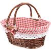 DECOMELODY Cestino da Picnic in Vimini Intrecciato Piccolo con Fodera Manico Pieghevole Portatile per Campeggio e Picnic Stile Naturale Elegante
