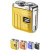 Generico Portable Rotary Dual Ring Electric Shaver, R-18 Luggage Electric Shaver, Mini Small Steel Cannon Rotary Dual Ring Razor for Men (Yellow)