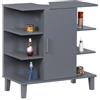 Relaxdays Mobile Bagno lavabo con Anta e 6 Ripiani, MDF, Blu-Grigio, 65x64x31 cm