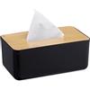 Relaxdays Contenitore per Fazzoletti, Porta Salviette Trucco per Il Bagno, Coperchio in Legno, HxLxP: 10x23x13 cm, Nero