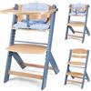 kk Kinderkraft Kinderkraft ENOCK, Seggiolone Pappa in Legno, con Cuscino, Evolutivo, Multifunzionale, Sedia Ergonomica, Altezza Regolabile, dai 6 Mesi ai 10 Anni, Nordic Breeze