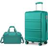 KONO set di 2 Valigie Trolley medio 65cm Rigida e Leggera ABS valigia con 4 Ruote Rotanti e Lucchetto TSA & Borsa da Viaggio 40x20x25 Ryanair, Turchese