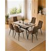 LEWE Tavolo da pranzo in legno chiaro con 6 Marrone Sedie in Velluto | Tavolo Rettangolare da 140 x 80 cm, Gambe Sedie e Tavolo in Metallo, Ergonomico, Ideale per Sala da Pranzo Cucina Soggiorno