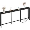 CHOEZON Tavolo Consolle, Consolle Ingresso da 200 cm con 2 Prese e 2 Porte USB, Tavolo da Divano Stretto, Stile Industriale, per Ingresso, Soggiorno, in Nero DTXG20CBB