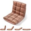 COSTWAY Sedia da Pavimento, Cuscino Imbottito da Terra con Schienale Regolabile a 14 Livelli, Poltrona Pieghevole Relax, Yoga, per Soggiorno, Camera da Letto (Marrone Chiaro, 60 x 49,5 x 51 cm)