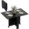 HOMCOM Tavolo da pranzo pieghevole, Tavolo da cucina pieghevole, con ruote, ali pieghevoli, fino a 6 persone, per soggiorno, piccoli spazi, 120x80x73 cm, nero con effetto marmo