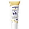 QCGNIUI Lozione solare SPF 50+, crema solare per viso, collagene, per pelli secche e sensibili, idratante 24 ore, anti-invecchiamento, extra resistente all'acqua, 40 g