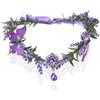 RUNRAYAY Corona di fiori da elfo del bosco viola, copricapo da fata fatto a mano con farfalle, cerchietto floreale della foresta, cerchietto elfico con cristalli per donna e ragazza - D
