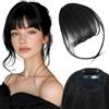 KEJOL Frangia Clip in 100% Capelli Umani Veri, Frangetta a Clip Leggera con Basette, Extension Frangia Naturale per Donna, Nero Naturale