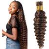 Heiowuio 30 30 Inch Bulk Human Hair For Braiding P430 Highlight Brown Color Deep Wave Unprocessed Capelli Umani Tissage Brazilianne Real Human Hair 50g/Bundles