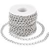 Crafans Catene a maglia barbazzale in alluminio da 10 metri, in platino, intrecciate, non saldate, con bobina, per la creazione di collane e gioielli fai da te