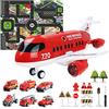 Coolplay Set di giocattoli di soccorso aereo rosso mini camion dei pompieri per bambini regalo piccolo giocattolo auto con segnali stradali per bambini 3 anni