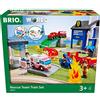 BRIO World 36025 Police and Fire Set Deluxe - Grande kit di soccorso con stazione di polizia, treno dei pompieri, elicottero antincendio e ambulanza - Consigliato per bambini dai 3 anni in su